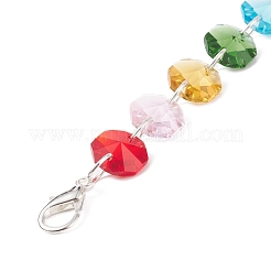 Electroplate Octagon Glass Beaded Pendant Decorations&nbsp;HJEW-JM00737