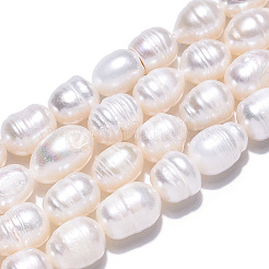 天然養殖淡水パールビーズ連売り  バロックケシパールライスビーズ  貝殻色  9~17x7~8.5mm  穴：0.7~0.8mm  約17~18個/連  7.09インチ（18cm）&nbsp;PEAR-N012-08E