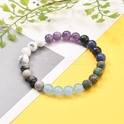 Round Natural & Synthetic Gemstone Beaded Stretch Bracelets&nbsp;BJEW-JB05596