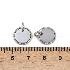 304ステンレススチールチャーム  丸カン付き  フラットラウンドのチャーム  ステンレス鋼色  12x1mm  穴：4.3mm&nbsp;STAS-L022-183P-02