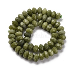 天然な中国のヒスイのビーズ連売り  多面カット  ロンデル  9.5~10x6~6.5mm  穴：1mm  約59~60個/連  14.96インチ（38cm）&nbsp;G-K380-A35-02