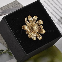 女性用フラワー 304 ステンレススチール オープンカフリング  ゴールドカラー  花：25x27.5mm  内径: 調節可能&nbsp;RJEW-M049-04G