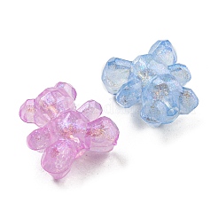 蓄光アクリルビーズ  キラキラクマ  暗闇で光る  ミックスカラー  18.5x17x12mm  穴：2.2mm&nbsp;X-MACR-D024-30
