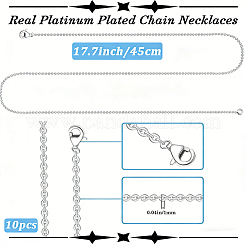 1.4mm真鍮クロス/ローロチェーンネックレス10個  カニカン付き  プラチナメッキ  17.7インチ（45cm）&nbsp;MAK-BBC0001-31P