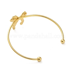 304ステンレススチール製蝶結びカフバングル女性用  18KGP本金メッキ  内径：2-1/2インチ（6.2cm）&nbsp;AJEW-R100-01A-G