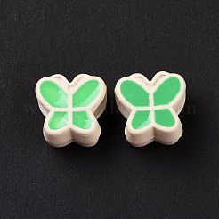 ラバー加工アクリルヨーロッパビーズ  エナメル  大穴ビーズ  蝶  ミックスカラー  10.2x10.4x8mm  穴：4.9mm&nbsp;SACR-E009-05