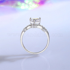Rhodium Plated 925 Sterling Silver Micro Pave Cubic Zirconia Finger Rings for Women&nbsp;WG9CD14-03