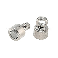 コラム真鍮製マグネットクラスプ  カン付き  ニッケルフリー  プラチナメッキ  11x4mm  穴：1.5mm&nbsp;KK-B160-39P