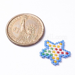 5 個 5 色手作りみゆき日本の種子織機模様シードビーズ  星のペンダント  ミックスカラー  19x20x1.8mm  穴：0.7mm  1pc /カラー&nbsp;PALLOY-MZ00075