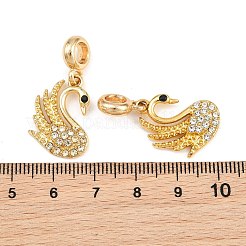 合金クリスタルラインストーンヨーロピアンダングルチャーム  白鳥の大きな穴のペンダント  ラックめっき  長持ちメッキ  ゴールドカラー  31mm  穴：4.5mm&nbsp;AL-CBAC2D3-12G