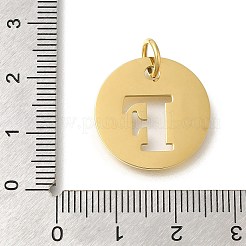 イオンプレーティング（IP）304ステンレスペンダント  丸カン付き  レーザー切断  レターチャーム付きフラットラウンド  18KGP本金メッキ  文字F  20x1mm  穴：4.5mm&nbsp;STAS-M074-01G-F