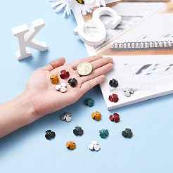 3枚の花びらの環境に優しい牛革ビーズキャップ  花  ミックスカラー  14~15x15~16x6~8mm  穴：1.5mm&nbsp;FIND-T045-42-M