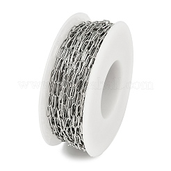 304ステンレススチールアズキチェーン  ハンダ付け  長方形  スプールで  ステンレス鋼色  6.5x2.5x0.5mm&nbsp;CHS-K023-02P