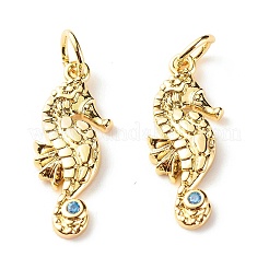 Brass Micro Pave Light Blue Cubic Zirconia Pendants&nbsp;X-ZIRC-P094-16G-RS