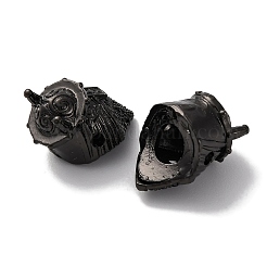 キュービックジルコニアビーズ付き真鍮  カドミウムフリー＆鉛フリー  長持ちメッキ  ブラック  15x11x10mm  穴：1.6mm&nbsp;KK-S406-17