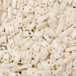 MIYUKIクォーターティラビーズ  日本製シードビーズ  2穴  （qtl2021)マット不透明クリーム  5x1.2x1.9mm  穴：0.8mm  約2400個/50g&nbsp;SEED-X0054-QTL2021