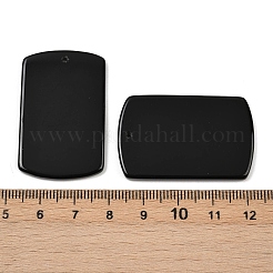 天然石オブシディアンペンダント  長方形チャーム  40x25x3.5mm  穴：1.6mm&nbsp;G-K354-14C