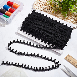 25ヤードポリエステル伸縮ボタンループリボン  衣服の縫製用  ブラック  5/8インチ（16mm）  約25.00ヤード（22.86m）/ロール&nbsp;SRIB-WH0011-211B