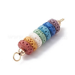 Natural Lava Rock Dyed Beaded Connector Charms&nbsp;PALLOY-JF02537-01