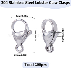 304 Stainless Steel Lobster Claw Clasps&nbsp;STAS-SP0001-73B
