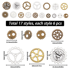 102Pcs 17 Style Tibetan Style Alloy Steampunk Charms Sets&nbsp;TIBEP-SC0002-44