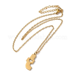 304ステンレススチールペンダントネックレス  文字L  文字t  15.75インチ（40cm）  ペンダント：21.5x10x1.5mm&nbsp;LS-NJEW-H036-02G-T
