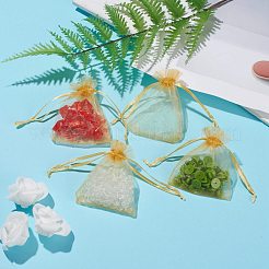ドローストリング付きオーガンジーギフトバッグ  結婚披露宴クリスマスの好意ギフトバッグ  ポプリ用オーガンジーポーチ  ゴールデンロッド  9x7cm&nbsp;X-OP-R016-7x9cm-15
