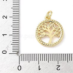 真鍮製マイクロパヴェキュービックジルコニアペンダント  カドミウムフリー＆鉛フリー  命の木  丸カン付き  16KGP本金メッキ  17x15x2mm  穴：3mm&nbsp;KK-S337-07G-C