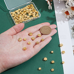 100 個 10 スタイル合金ビーズ  花  ゴールドカラー  5.5~8x5.5~8.5x3~4.5mm  穴：0.9~1.2mm  10個/スタイル&nbsp;FIND-PH0027-02