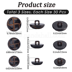 90個3種類のプラスチックボタン  シャンクボタン  キノコ  チョコレート  15.5~20x9.5~11mm  穴：2.5~3mm  30個/スタイル&nbsp;BUTT-CY0001-10B