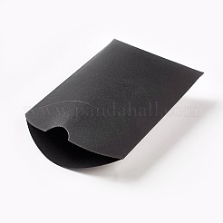 クラフト紙の結婚式の好きなギフトボックス  枕  ブラック  9x10.5x3.5cm&nbsp;LS-CON-WH0037-B-10