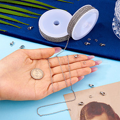 変色しにくい304ステンレススチールアズキチェーンのDIYジュエリーキット  ステンレス鋼色  2x1.6x0.4mm&nbsp;DIY-PJ0001-41A