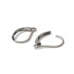 316サージカルステンレススチールフレンチフックピアス金具  水平ループ付き  ステンレス鋼色  17x10.5x2mm  穴：1.6mm  ピン：0.6mm&nbsp;STAS-WH0022-68