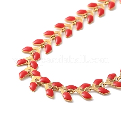 Enamel Ear of Wheat Link Chains Bracelet&nbsp;BJEW-P271-02G-05