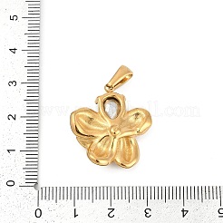 304ステンレススチールラインストーンペンダント  花のチャーム  ゴールドカラー  サファイア  25.5x23x7mm  穴：6.5mm&nbsp;STAS-K291-06G-01