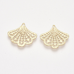 真鍮チャーム  花  18KGP本金メッキ  19x21x1mm  穴：1mm&nbsp;X-KK-S348-390