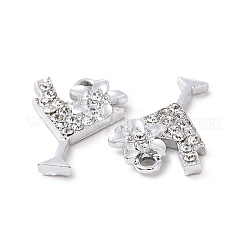 合金クリスタルラインストーンペンダント  カクテルチャーム  プラチナ  20x14x2.5mm  穴：1.8mm&nbsp;X-ALRI-H004-28P