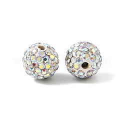 樹脂粘土ラインストーンビーズ  グレードA  ラウンド舗装ディスコボールビーズ  クリスタルAB  10mm  穴：1.5mm&nbsp;LS-RB-N006-18