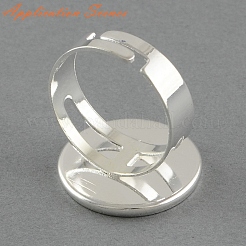 空白の調整可能な鉄製指輪バンド  ジュエリー製作用のリングセッティング  銀  18mm&nbsp;IFIN-K036-04S