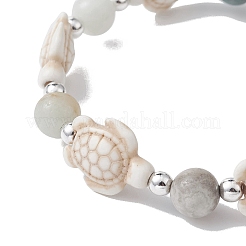 Natural & Synthetic Mixed Gemstone Beaded Stretch Bracelet&nbsp;BJEW-JB09516-01
