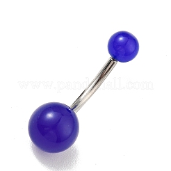 10Pcs Luminous Acrylic Round Beaded Curved Barbell&nbsp;AJEW-G041-01P