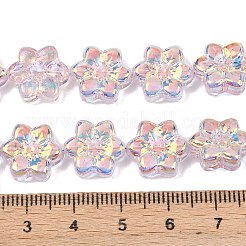 電気メッキガラスビーズセット  花  ABカラーメッキ  半分メッキ  ミスティローズ  12x13x5mm  穴：1mm  約50個/連  25.59''（65センチメートル）&nbsp;EGLA-P069-02A-AB05