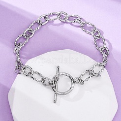 304 Stainless Steel Twisted Ovel Link Chain Bracelets for Women&nbsp;BJEW-A036-09P