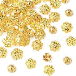 メッキアイアン製ビーズキャップ  5  - 花びらの花  フィリグリー  ゴールドカラー  8x3mm  穴：0.5mm  80pc&nbsp;IFIN-FS0001-41