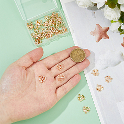 40個の合金チャーム  蓮の花のチャーム  ゴールドカラー  13x12x1.5mm  穴：1.4mm&nbsp;FIND-HS0001-97