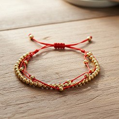 Adjustable Brass Round Beads Multi-starnd Bracelets&nbsp;XW4169-1