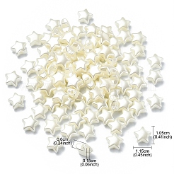 ABSプラスチックパール調ビーズ  ゴーストホワイト  スター  10.5x11.5x6mm  穴：1.5mm&nbsp;OACR-YW0001-85E