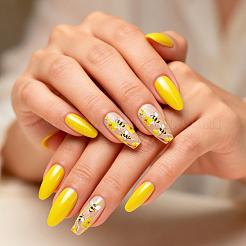 Bees Pattern Plastic Full Cover Press On False Nails&nbsp;MRMJ-CP0001-73