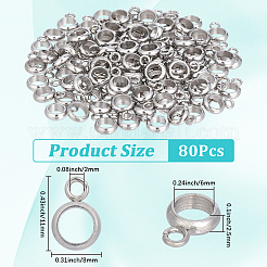 304ステンレススチールチューブベイル80個  ループベイル  リング  ステンレス鋼色  11x8x2.5mm  穴：2mm  内径：6mm&nbsp;STAS-PA0001-04B