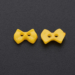 2つ穴プラスチックボタン  蝶結び  ゴールド  6x9x2mm  穴：1.5mm&nbsp;BUTT-N018-028-08